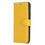 Bayelon Case For Iphone 12 Pro Max Full Grain Leather Wallet Case 2In1 Detachable Magnetic Flip Cover With Card Slots Kickstand Magsafe Compatible Floater Yellow