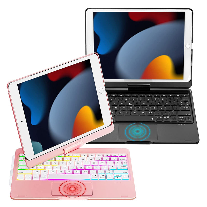 New Cool Black Pink Rose Keyboard Case With Tackpad For Ipad 9Th 8Th 7Th Ipad Air 3Th Gen Ipad Pro 10 5 Inch
