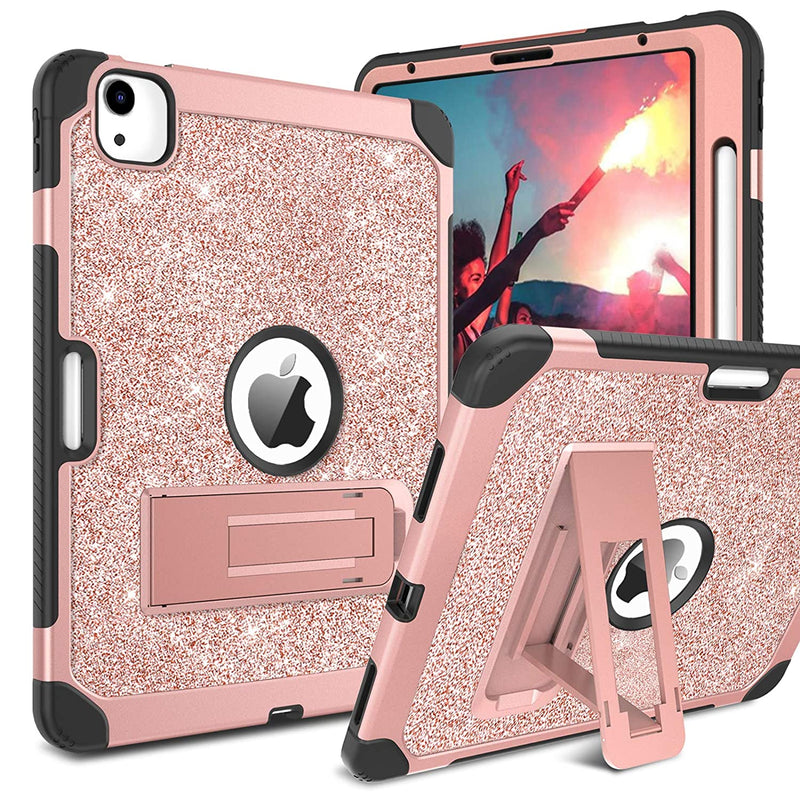 New Ipad Air 4Th Generation Case 2020 Ipad 10 9 Inch 2020 Glitter Sparkly 3 Layers Shockproof Kickstand With Pencil Holder Hybrid Protective Tablet Cove