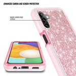 Nznd Case For Samsung Galaxy A13 5G With Built In Screen Protector Full Body Protective Shockproof Rugged Bumper Cover Impact Resist Durable Phone Case Glitter Rose Gold