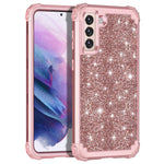 Lontect For Galaxy S21 5G Case Glitter Sparkle Bling Heavy Duty Hybrid Sturdy High Impact Shockproof Protective Cover Case For Samsung Galaxy S21 5G 6 2 2021 Shiny Rose Gold