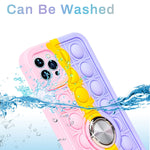 Joyleop Pink Purple Bubble Case For Iphone 13 Pro Max Fidget Design Unique Silicone Cute Fun Cover Girly Fashion Girls Boys Kids Cases Funny Kawaii With Metal Ring Buckle For Iphone 13 Pro Max 6 7