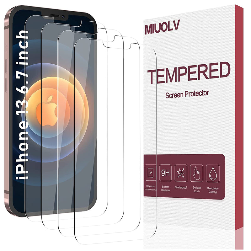 4 Pack Miuolv Tempered Glass Screen Protector Compatible With Apple Iphone 13 Pro Max 6 7Inch 2021 Full Screen Coverage 9H Hardness Hd Clear Scratch Resistant Bubble Free Anti Fingerprints Glass Protector
