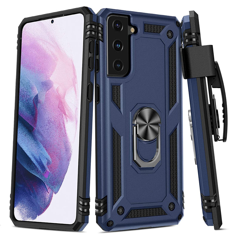 Maxdara Galaxy S21 Case Galaxy S21 Belt Clip Holster Case With Ring Kickstand Dual Layer Shockproof Protective Full Body Case For Samsung Galaxy S21 6 2 Inch Blue