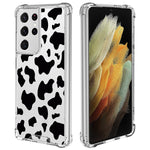 Kanghar Samsung Galaxy S21 Ultra 5G Cow Black Cute Pattern Shockproof Clear Four Corners Cushion Durable Hard Pc Soft Tpu Bumper Anti Scratch Full Body Protection Crystal Cover 6 8Inch