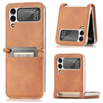 Lbyzcase Samsung Galaxy Z Flip 3 Case Leather Phone Case For Galaxy Z Flip 3 5G Durable Card Slots Shockproof Protective Cover For Samsung Galaxy Z Flip 3 5G2021 Brown