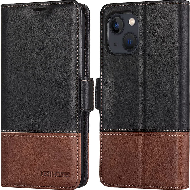 Kezihome Compatible With Iphone 13 Mini Wallet Case Iphone 13 Mini Case Rfid Blocking Genuine Leather Magnetic Flip Slots Card Holder Kickstand Phone Cover For Iphone 13 Mini 5G 5 4 Black Brown
