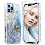 Compatible For Iphone 13 Pro Case With Screen Protector 13 Pro Phone Case Silicone Imd Glitter Marble Slim Cases Shockproof Anti Drop Protective Cover For Iphone 13 Pro 5G 6 1 Cases For Women Girls