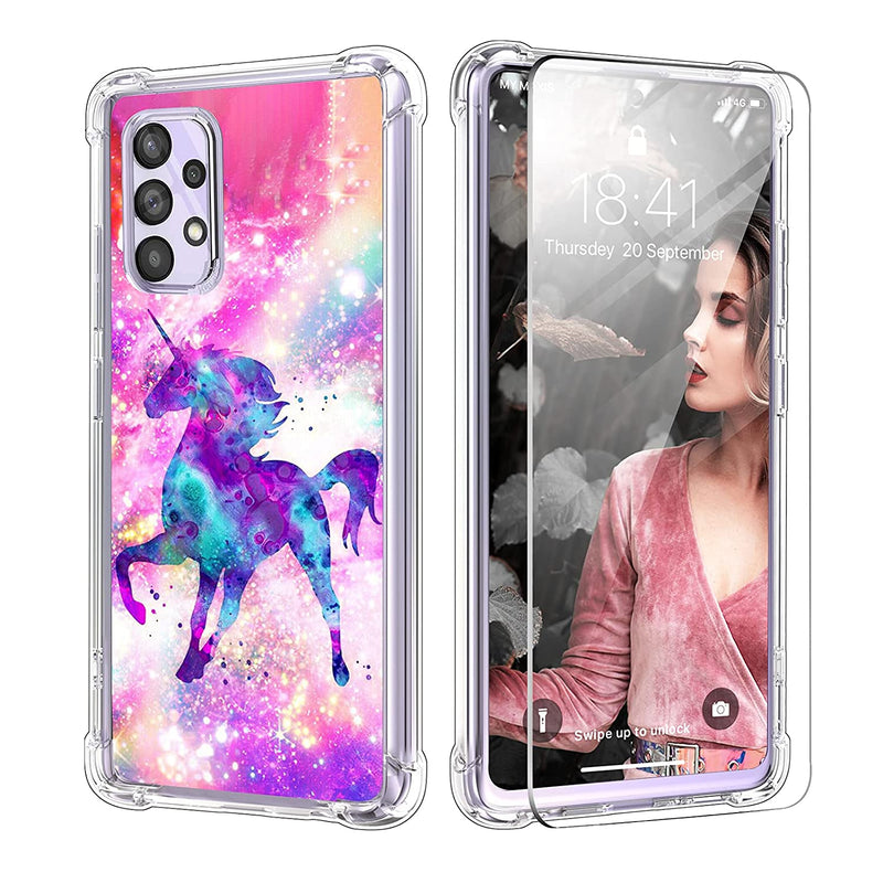 Fitunta Compatible With Samsung Galaxy A32 5G Pink Unicorn Anti Shock Flexible Tpu Bumper Protective Clear Ultra Thin Cover With Screen Protector For Samsung Galaxy A32 5G 6 5