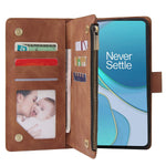 Lbyzcase Phone Case For Oneplus N100 One Plus N100 Wallet Case Luxury Folio Flip Leather Coverzipper Pocketwrist Strapkickstand Magnetic Closure For Oneplus N100Brown