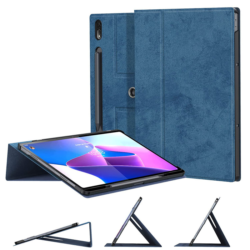 New Lenovo Tab P12 Pro 12 6 Inch Case Multi Viewing Angels Premium Pu Leather Flip Stand Cover For 12 6 Inch Lenovo Tab P12 Pro Blue