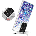 Caka Case For Galaxy S21 Ultra Glitter Case For Women Girls Bling Liquid Sparkle Luxury Fashion Flowing Floating Shining Glitter Quicksand Clear Phone Case For Samsung Galaxy S21 Ultra Blue Purple