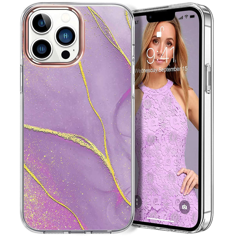Jifeijidian Case For Iphone 13 Pro Max 6 7 Marble Cute Pattern Design Glossy Glitter Protective Cases Sparkle Slim Stylish Thin Phone Cover Shockproof Bumper Women Men Girl Back Shell Purple