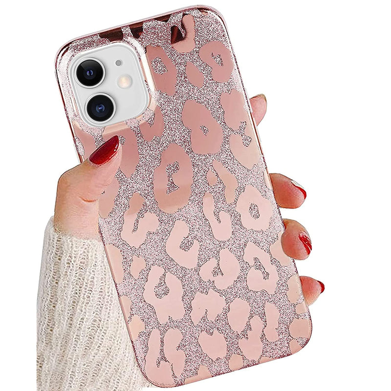 J West Iphone 11 Case 6 1 Inch Luxury Saprkle Bling Glitter Leopard Print Design Soft Metallic Slim Protective Phone Cases For Women Girls Tpu Silicone Cover Case Rose Gold