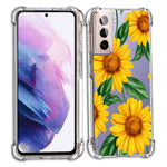 Lanyos Compatible With Samsung Galaxy S21 Fe Case Ultra Thin Floral Clear Phone Case Flower Shockproof Protective Tpu Bumper Cover For Women And Girls Sunflower