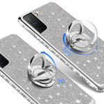 Kuogas For Samsung Galaxy S21 Diamond Case Cute Bling Glitter Rhinestone Crystal Shiny Sparkle Protective Cover With Electroplate Plating Bumper Luxury Fashion Case For Galaxy S21 Silver