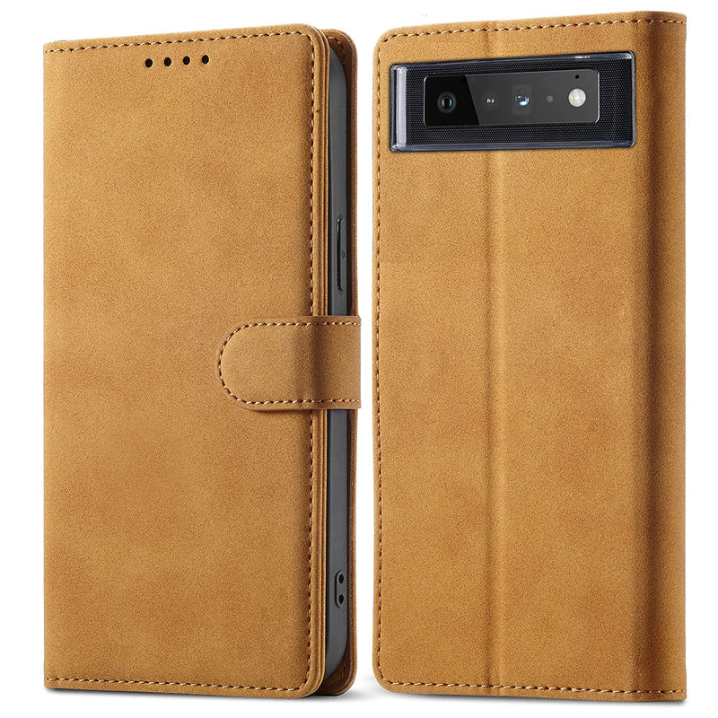 Jingangyu Google Pixel 6 5G Rfid Wallet Case Google Pixel 6 5G Flip Leather Wallet Magnetic Case With Card Holders Google Pixel 6 Full Cover Clear Silicone Wallet For Man Woman Pixel 6 Brown