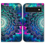 Pixel 6 Pro Case Bcov Mandala Flower Space Leather Flip Phone Case Wallet Cover With Card Slot Holder Kickstand For Google Pixel 6 Pro 2021