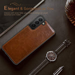Lohasic For Galaxy S22 Case Luxury Pu Leather Stylish Classic Protective Bumper Non Slip Soft Grip Cover Men Women Phone Cases Compatible With Samsung Galaxy S22 Plus 2022 Brown