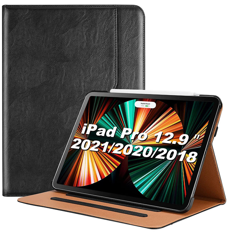 New Procase Ipad Pro 12 9 Inch Case 2021 2020 2018 Leather Stand Folio Protective Cover Case With Pencil Holder For Ipad Pro 12 9 5Th 4Th 3Rd Generation