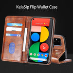 Google Pixel 5 Wallet Case Kelasip Folio Flip Magnetic Leather Cover With Kickstand And Credit Slots For Google Pixel 6 0 Inch 2020Khaki