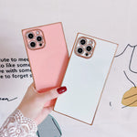 Jmltech Compatible With Iphone 13 Pro Max Case Square Luxury White Cute Silicone Case Women Protective Pink