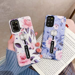 Galaxy S20 Ultra Case With Finger Grip Hosgor Cute Flowers Print Rugged Shockproof Slim Soft Tpu Matte Pc Dual Layer Finger Ring Strap Cover For Samsung Galaxy S20 Ultra 6 9 Inchwhite