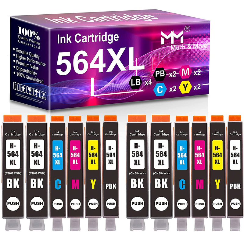 Mm Much More Compatible Ink Cartridge Replacement For Hp 564Xl 564 Xl Used For Photosmart 5510 5520 6520 7510 C309N C410A Officejet 4620 Deskjet 3520 3522 12 P