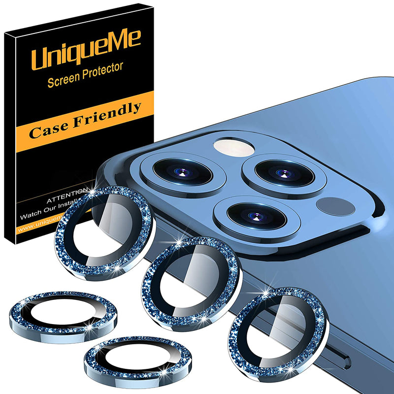 Uniqueme 5 Pack Camera Lens Protector Compatible For Iphone 12 Pro Max 6 7 Inch Precise Cutout Bling Camera Cover Circle Tempered Glass Diamond Blue