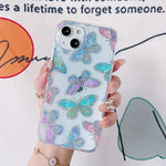 Jmltech Compatible With Iphone 13 Pro Case Cute Glitter Bling Butterfly Slim Hard Pc With Silicone Bumper Pattern Case For Women Girls For Iphone 13 Pro Butterfly With Glass Screen Protector
