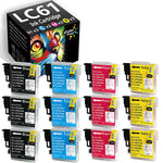 12 Pack Compatible Ink Cartridge Replacement For Lc61 Lc 61 Lc 61 Lc 65 For Mfc 795Cw Mfc 990Cw Mfc J220 Mfc J265W Mfc J270W Mfc J410W Mfc J415W Mfc J615W Mfc J