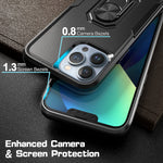 Suejia Iphone 13 Pro Max Case With Tempered Glass Screen Protector Hybrid Slim Fit Shockproof Protective Case With Magnetic Ring Car Mount Kickstand For Iphone 13 Pro Max 6 7 Black