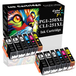 12 Pack Colorprint Compatible Pgi250 Cli251 Ink Cartridge Replacement For Pgi 250Xl Cli 251Xl Pgi250Xl Cli251Xl Pixma Mx922 Mx920 Ix6820 Ip7220 Mg6320 Mg5420 Mg
