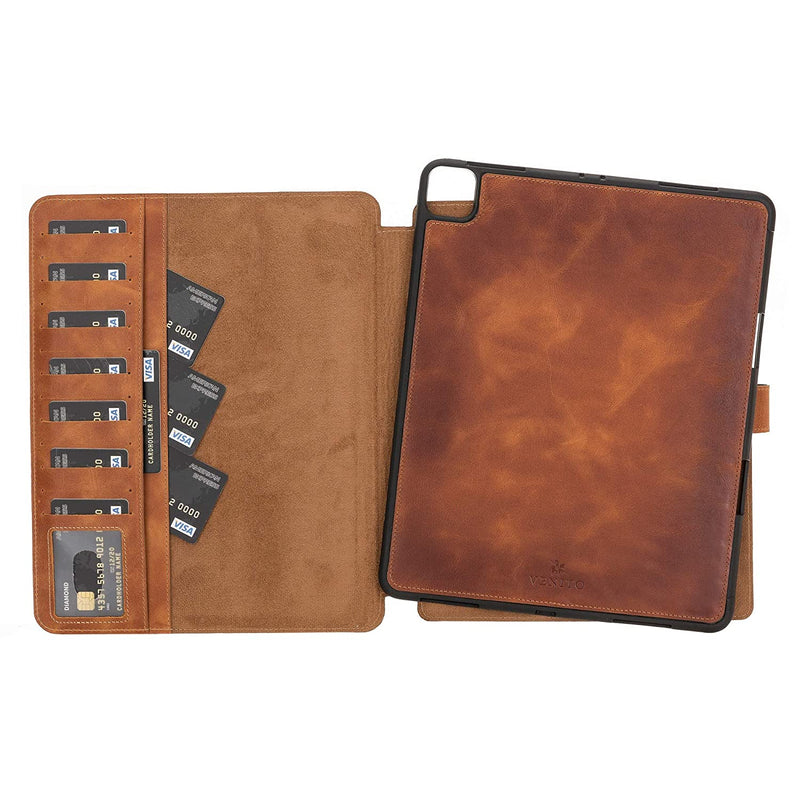 New Parma Magic Tablet Wallet Compatible With Ipad Pro 12 9 5Th Generation 2021 And 4Th Generation 2020 Handmade Leather Folio Stand Case Vintage