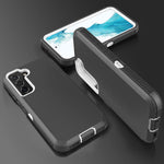 Samsung S22 Plus Case Jiunai Triple Layer Heavy Duty Shockproof Bumper Cover Outdoor Tough Hybrid Protection Rugged Rubber Matte Phone Case For Samsung Galaxy S22 Plus 5G 6 6 2022 Black White