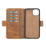 Bayelon Leather Wallet Case For Iphone 13 6 1 Folio Flip Cover Card Holder Slots Kickstand Function Id Slot With Rfid Antique Camel