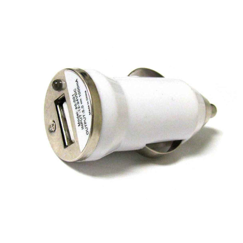White Usb Port Mini Car Charger Adapter For Mp3 Ipod Iphone Cellphone 1000Mah