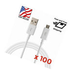Wholesale Bulk 100 Pcs White Micro Usb Charger Cable Cords For Samsung Lg Htc