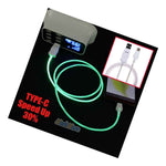 3Ft Led Light Up Type C Usb Fast Charging Charger Data Cable For Android Iphone