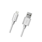 Fosmon 3Ft Silver Braided Durable Quick Charge Micro Usb Sync Charging Cable