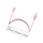Iphone Ipad Cable Lightning Mfi Nylon Braided Charging Cord 2 Pack 3 Ft Rose