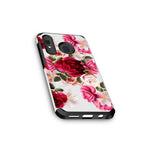 Samsung Galaxy A30 Case Red Floral Rubber Durable Hybrid Dual Layer Cover