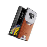 Poetic Nubuckcredit Card Slotpremium Leather Back Case For Galaxy Note9 Brown