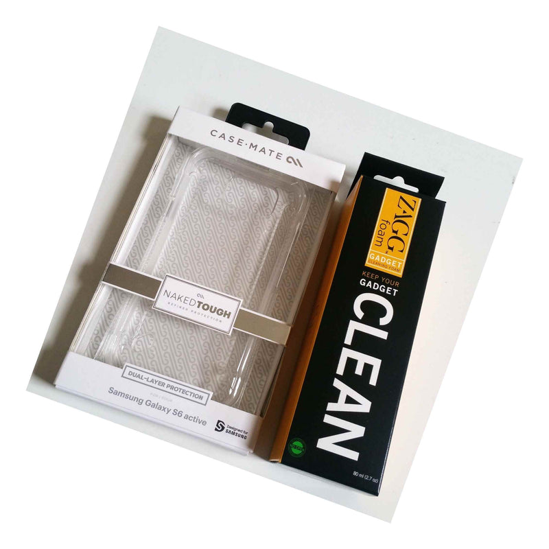 Case Mate Naked Tough Case Samsung Galaxy S6 Active Clear W Zagg Cleaner New