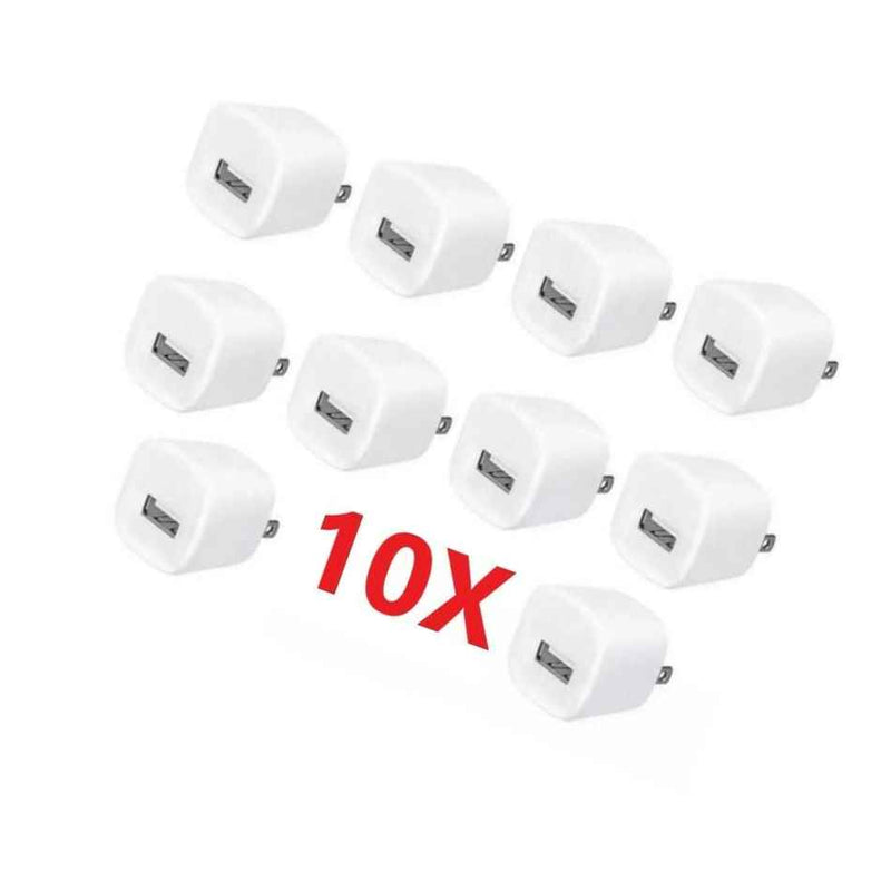 10 X 1A Usb Home Wall Charger Ac Adapter Plug For Iphone 5 6 7 8 X 11 Max White
