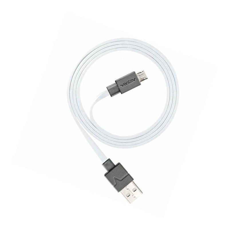 Ventev 506115 3 Feet Chargesync Micro Usb In Tangle Free Flat Cable White