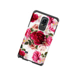 For Samsung Galaxy Note 4 Case Red Floral Rubber Durable Dual Layer Cover