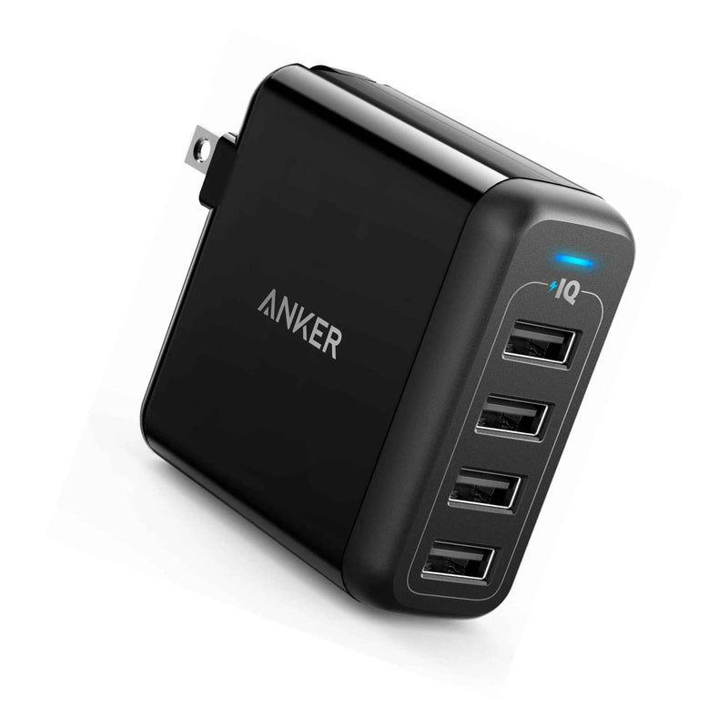 Anker 4 Port Usb Hub Wall Charger Power Adapter 40W Charging With Foldable Plug