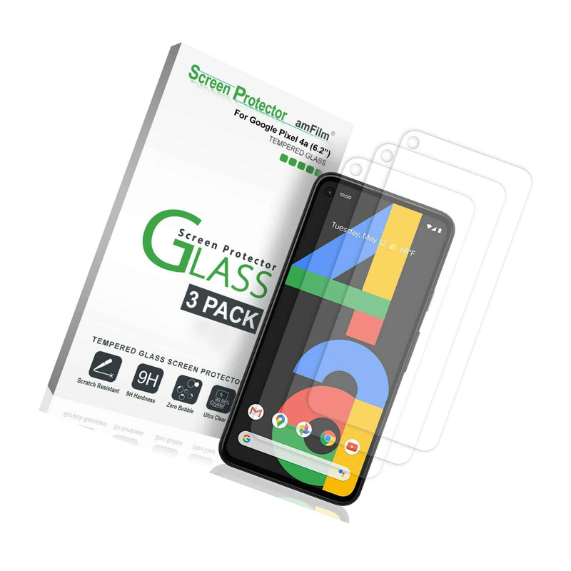 Amfilm Google Pixel 4A 5G 6 2 Real Tempered Glass Screen Protector 3 Pack
