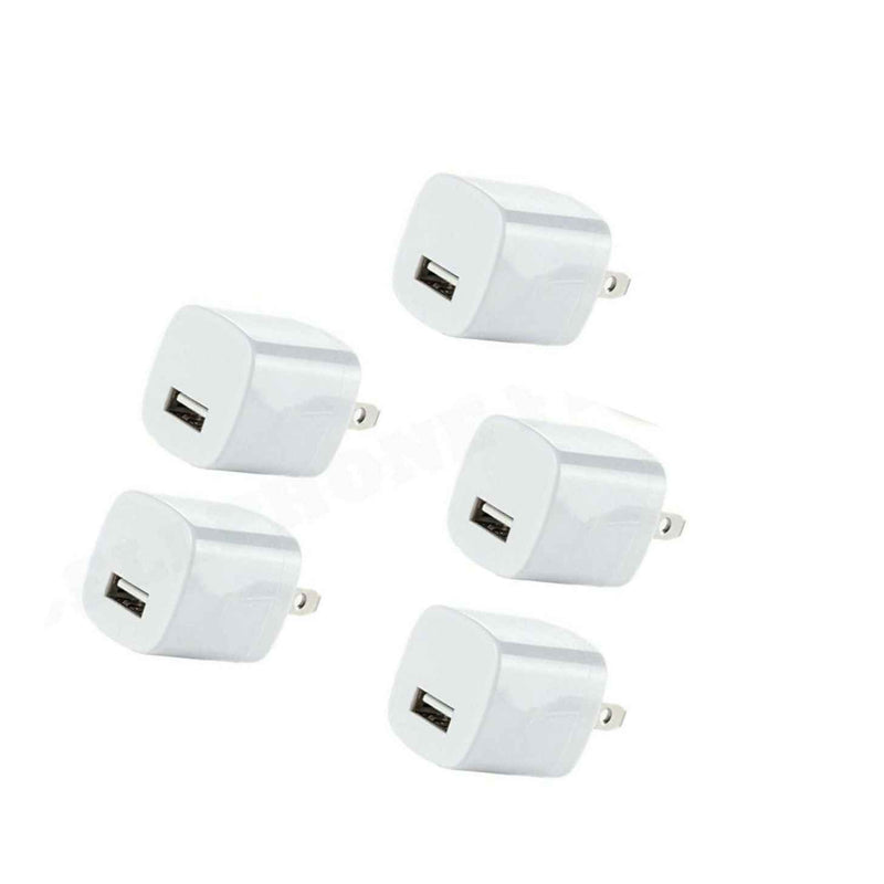 5X White 1A Usb Power Adapter Ac Home Wall Charger Us Plug For Iphone 5 6 7 8 X